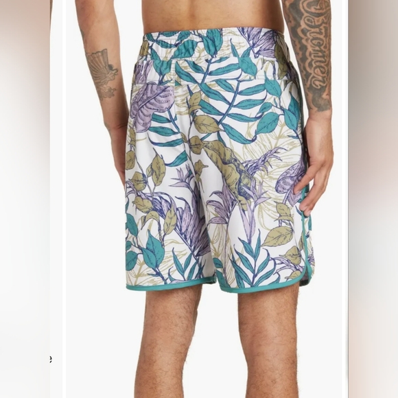 Sovereign Code NWT Botanical/Ecru JoyrideTropical Drawstring SwimTrunks - Picture 4 of 4